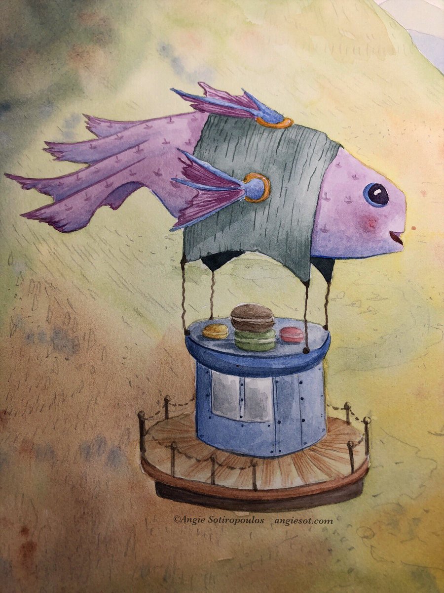 Puffer and transport pod completed. Now just the background to finish up🐡  #pufferfleet #societyofcuriouscreatures #illustration #process #watercolour #mgraham #fabrianoartistico #yegartist #angiesot