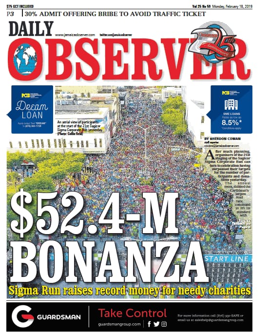 SagicorJa's tweet photo. $52 Million!! Read all about it via @JamaicaObserver #SigmaRun2019 #21ReasonsToRun
https://t.co/RA7ep7qWtV https://t.co/oH5iJuViBz