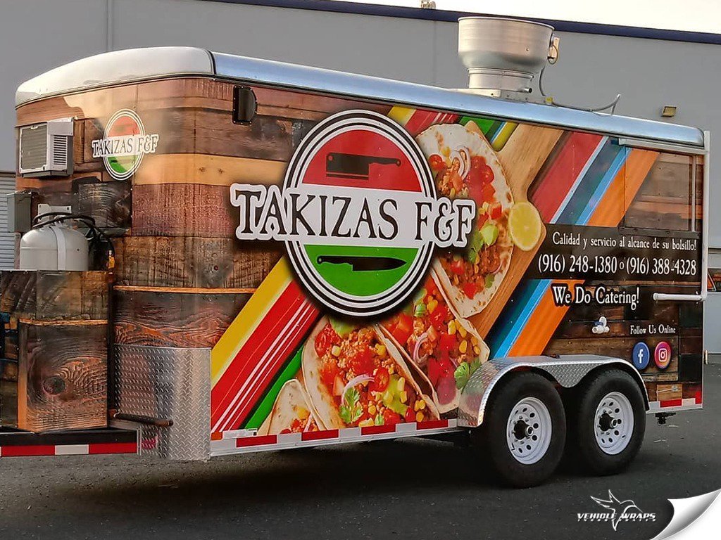VehicleWrapsInc's tweet image. The colorful enclosed food trailer full-wrap serves up a delicious sampling of what Takizas F&amp;amp;F has to offer.  #2019wrapped #sacramento #trailerwraps #sacbusiness #trailer #vehiclewrapsinc #3M #3Mcertified #takizasf&amp;amp;f