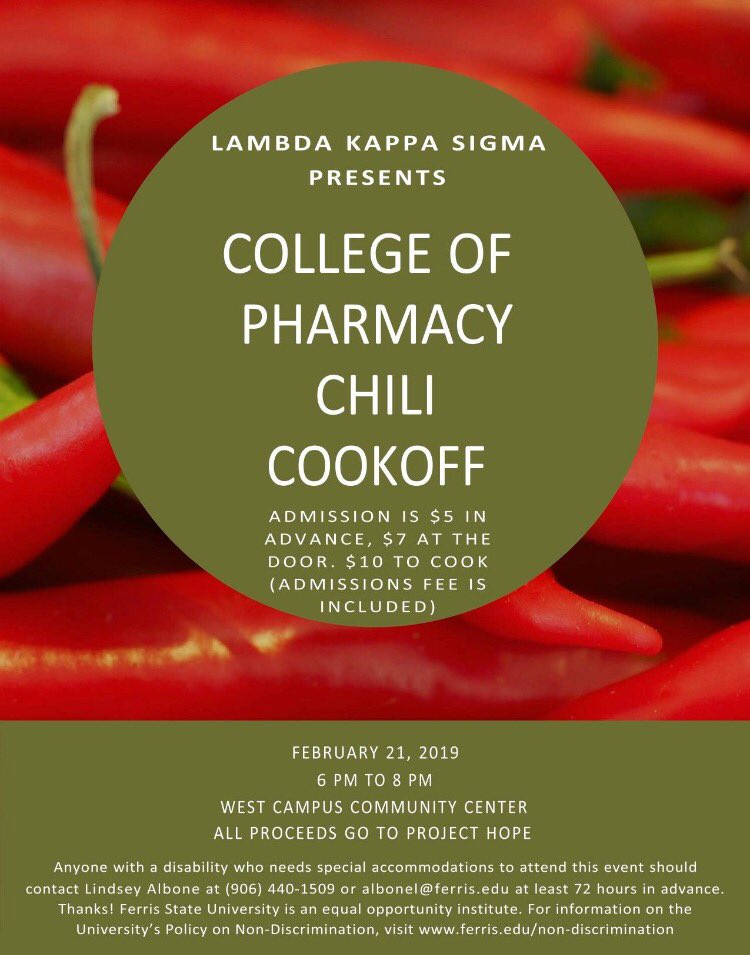FerrisStateLKS's tweet photo. Come to the chili cook off Thursday and eat some good chili!! https://t.co/7F1x2ZyTCW
