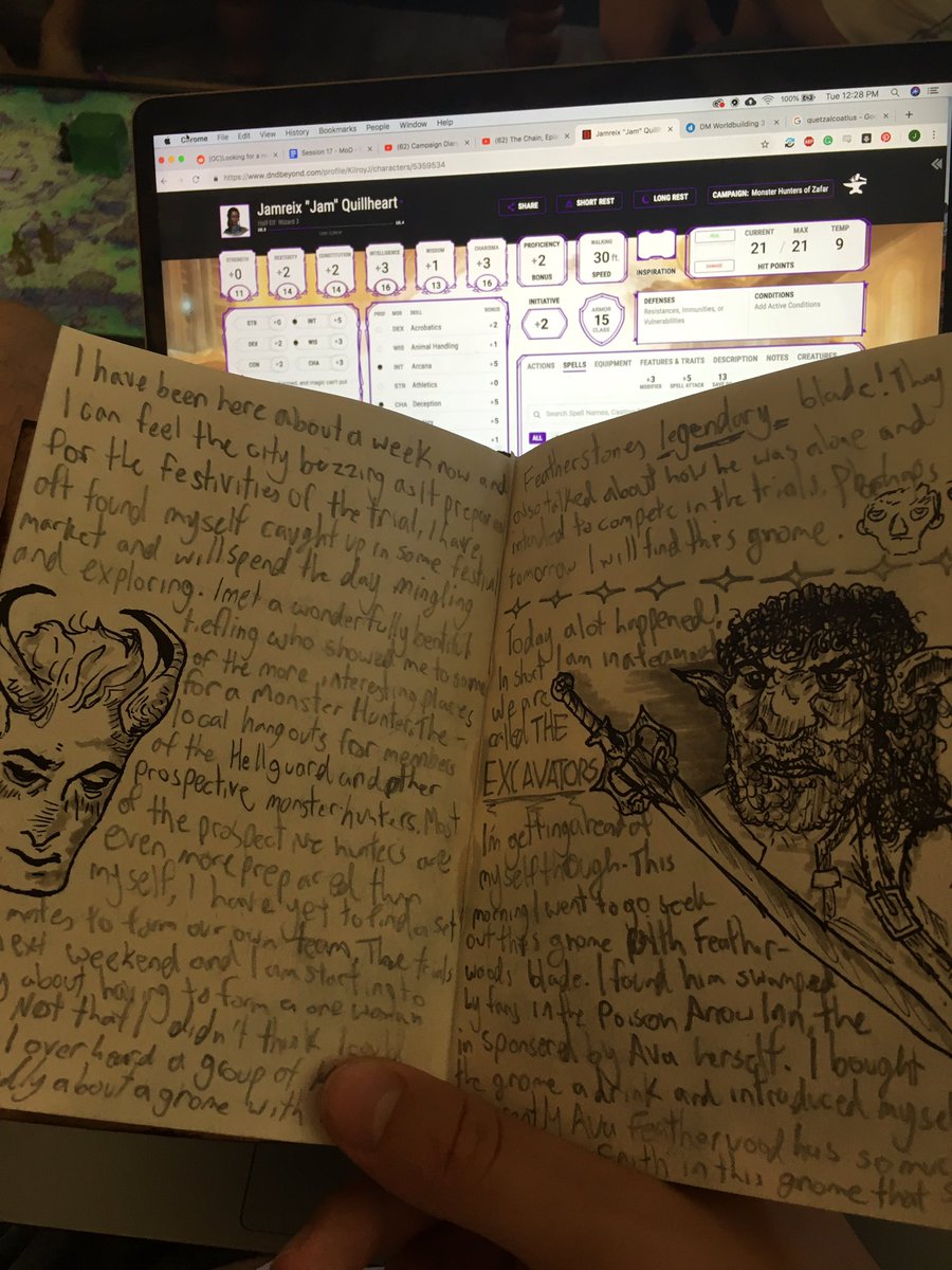 JemzTee's tweet image. meet my #abjuration #wizard, Jam! She’s a young, plucky, bookworm and a wannabe champion of the Great Hunt, the realm’s grand monster hunting competition. She has a pet