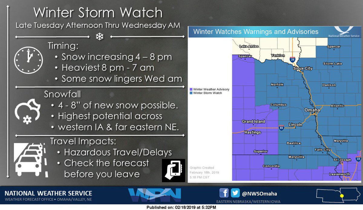 Storm system moving in Tuesday with moderate to heavy snow possible Tuesday night into Wednesday morning.
