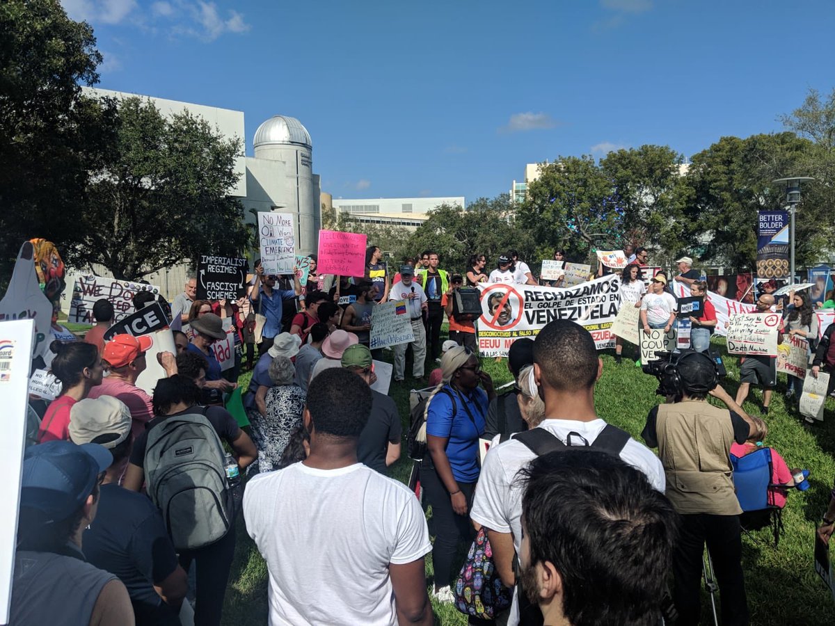 TamanishaJohn's tweet photo. #NotTodayTrump we came in strong with #HandsOffVenezuela. Also slipped Fox National up, because they thought I’d fall into a stupid trap— sadly, they don’t do live interviews. Not hard to guess why 😂 #FIUSTRONG #FIUPROTEST #NOONEASKEDHIMTOCOMEHERE https://t.co/rCaViVaqUF