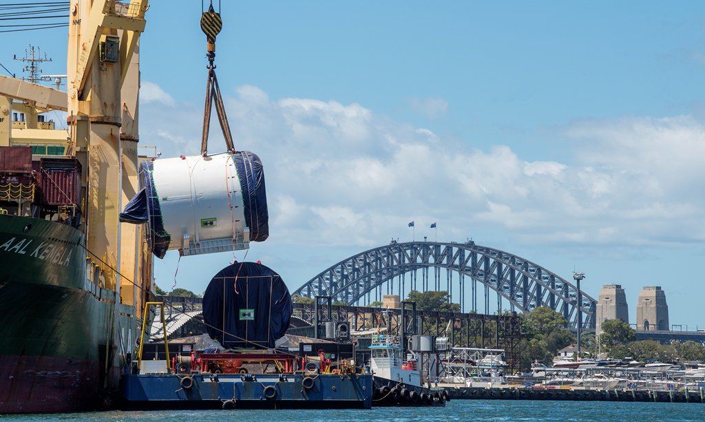 Sydney Metro’s fifth mega tunnel boring machine Kathleen has arrived at the site of the new Barangaroo metro station where it is being assembled to start tunnelling under the Sydney Harbour in coming months. transport.nsw.gov.au/news-and-event…
