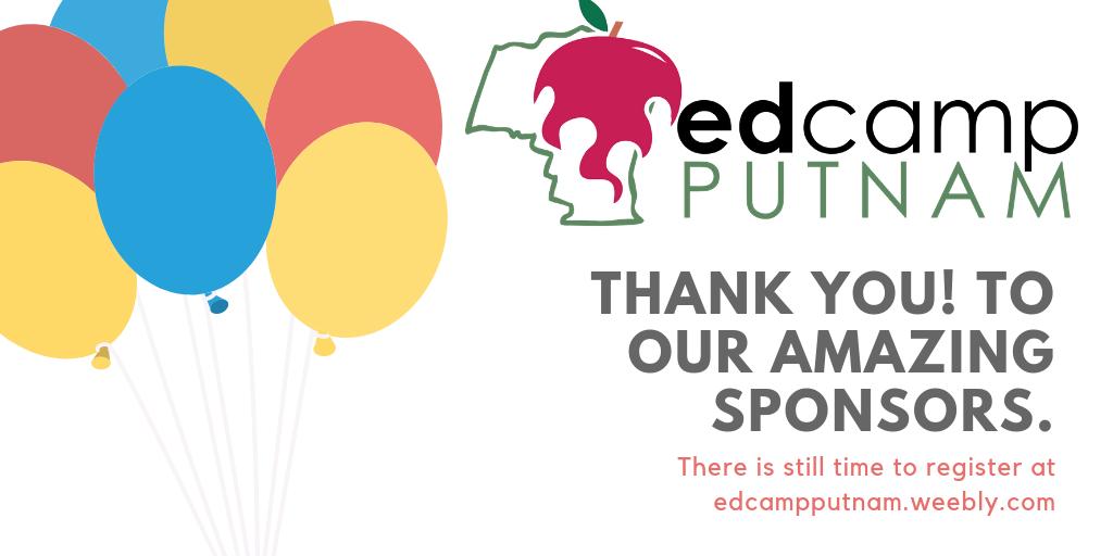 EdcampPutnam's tweet photo. Thank you! @BookCreatorApp @brainpop @breakoutEDU @theClassroomQ @DoInkTweets @edpuzzle @Flipgrid @Flocabulary @geogebra @SuperTeacherWks @sutori for sponsoring Edcamp Putnam on February 23rd   There is still time to register https://t.co/YDwrSKpJYd https://t.co/L3lKSsXS68