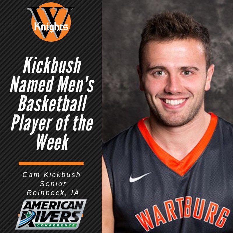 wartburgmbb's tweet photo. Congrats to Cam Kickbush on being named the A-R-C Men’s Basketball Player of the Week! Cam averaged 23 ppg and went 11-21 from 3 to help us go 2-0! #GoKnights @cam_kickbush https://t.co/sPOtx0Xfkg