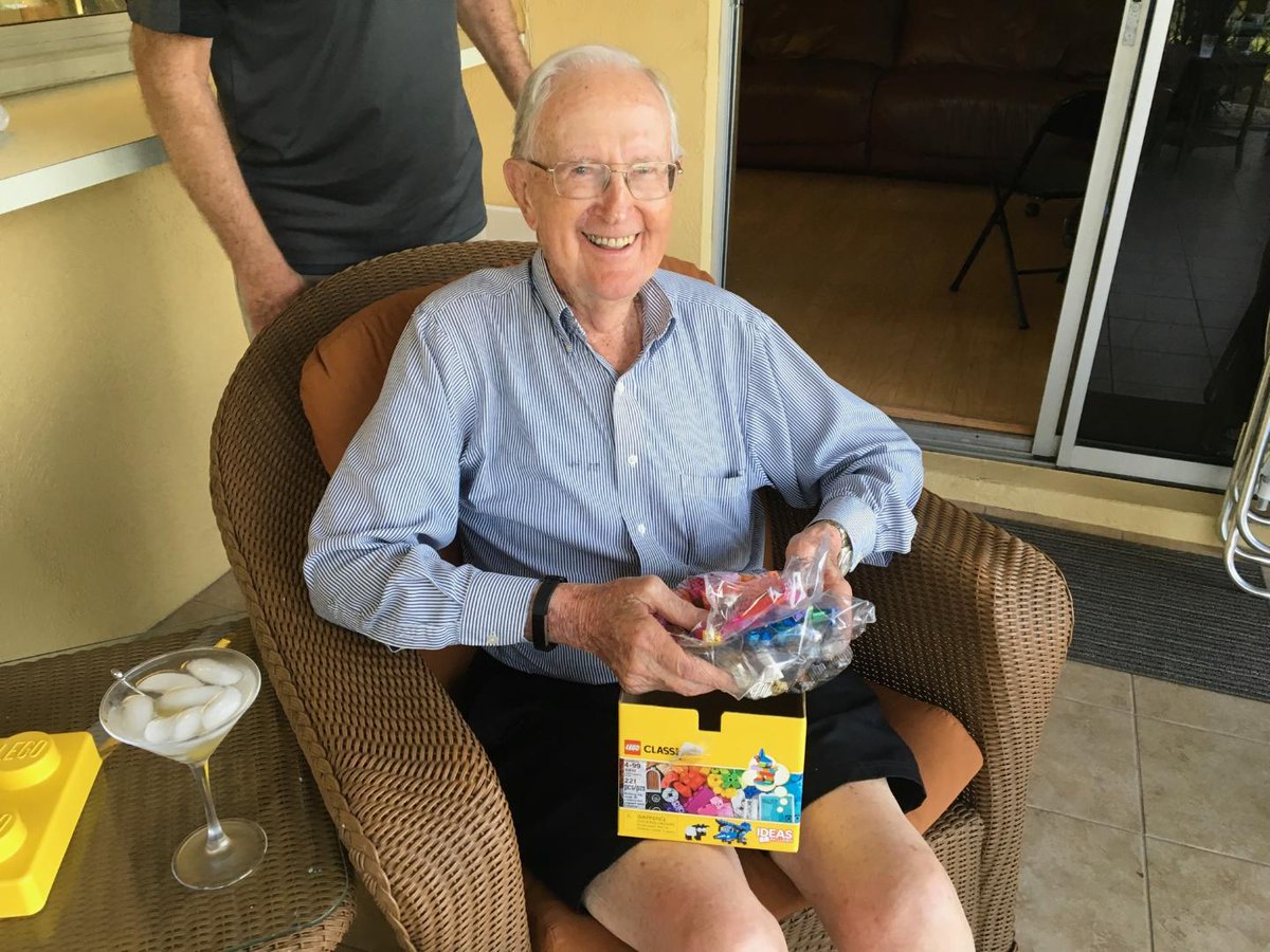 AllenKrob's tweet photo. Grandpa got these Legos for his birthday but he turns 100 tomorrow, so he has only a few hours left to play. He's sad. @LEGO_Group https://t.co/3OiySUo3xt