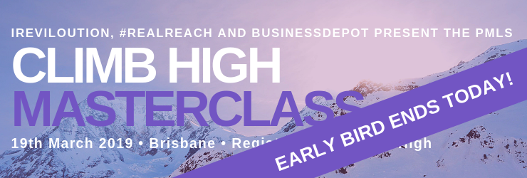 ireviloution's tweet photo. EARLY BIRD ENDS TODAY! Have you registered for the PMLS #ClimbHigh Masterclass yet? Don't miss this must-attend event for property management business owners https://t.co/CF4U0eYsH8 https://t.co/rkZIp8jtBx