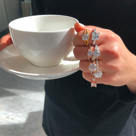 Serving up tea and bling. #7rings
