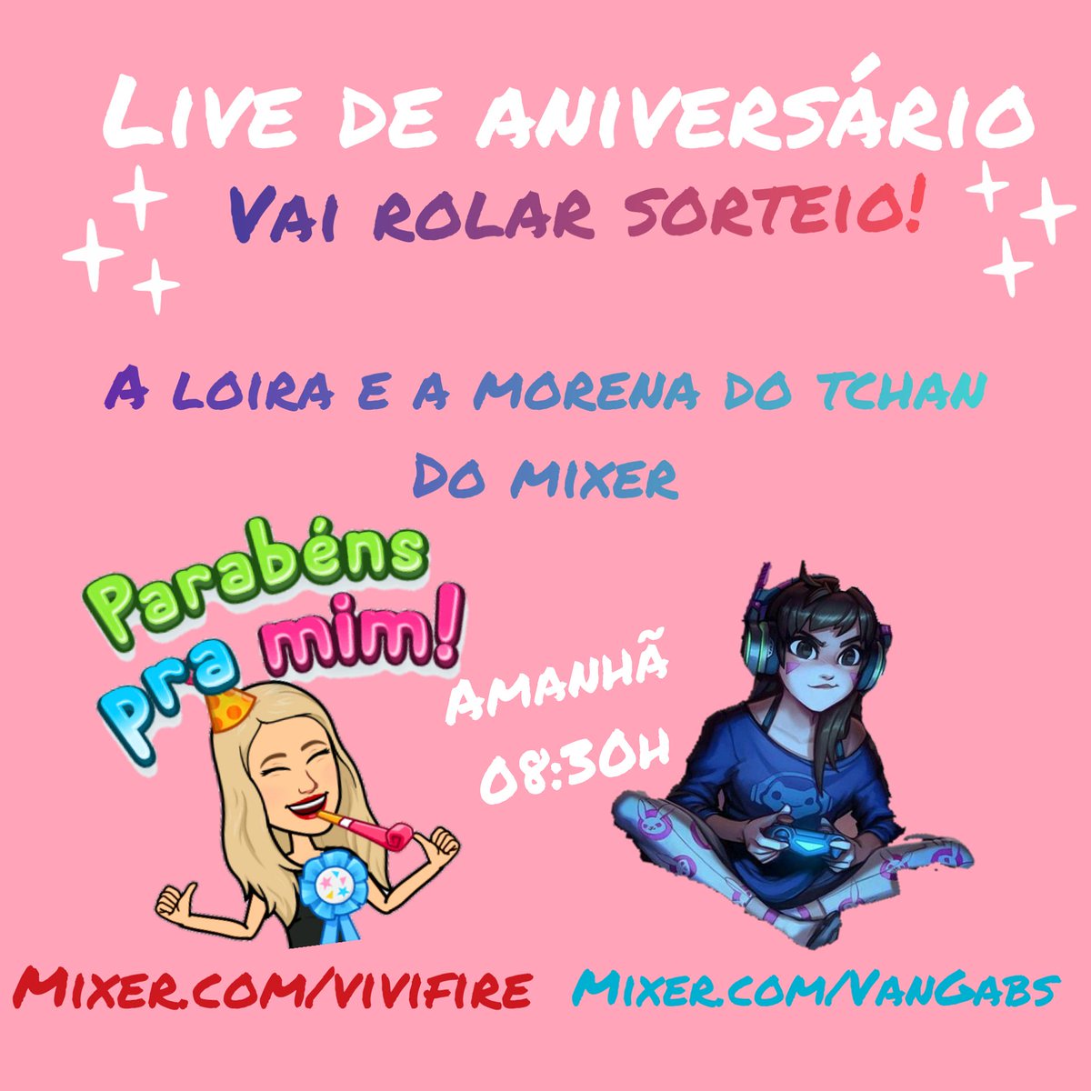 vivifirexbox1's tweet photo. Live muito especial amanhã ♥️🔥
Espero ver todos lá!
🔥🔥🔥https://t.co/e5r25gzaxi🔥🔥🔥
#loira #morena #aniversario #xboxmemes #xboxonecontroller #apexlegends #apexlegendsbr #gameplays #viciadas #sorteio @WatchMixer #aniversario #streamergirls #xboxonegames @WatchMixer_BR https://t.co/WzgEuDoc5F