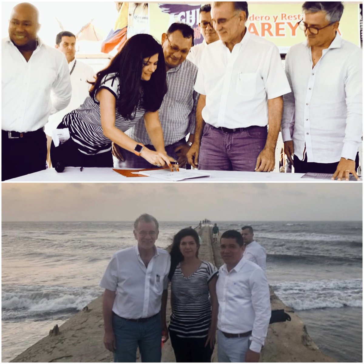 RAQUELGCH's tweet photo. Firmamos acta de inicio de la reconstrucción del Muelle de Puerto Colombia. El esfuerzo de @Gobatlantico @veranodelarosa @MincomercioCo @jpfrankym y @fonturcol se traduce en un proyecto que beneficiará no solo a los habitantes del sector sino a todos los turistas del #Atlantico https://t.co/KAoeB7lTwJ