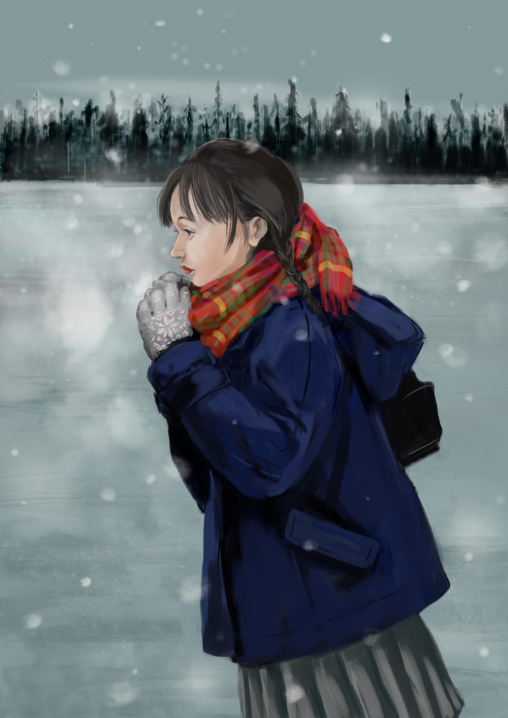 黎嘉 Reika Ar Twitter 季節はめぐる Illustration Drawing イラスト 女性 おしゃれ かわいい きれい 絵 リアル Photoshop 厚塗り 人物画 春 夏 冬 人物イラスト 女の子 美人画 ファッション 美少女 髪型 季節 肖像 T Co