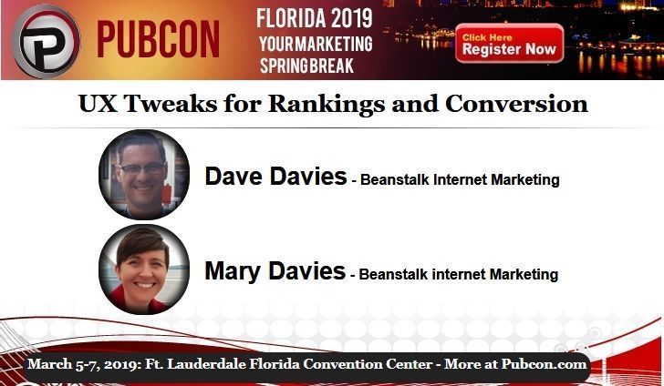 Learn UX Tweaks for Rankings and Conversion from @beanstalkim and @beanstalk at the Pubcon Florida marketing conference. Register today and join us March 5-7th in Fort Lauderdale.
Session Details: https://www.pubcon.com/session-details?action=view&conference=pubcon88&record=152 … #SEO #FortLauderdale #Miami #Florida