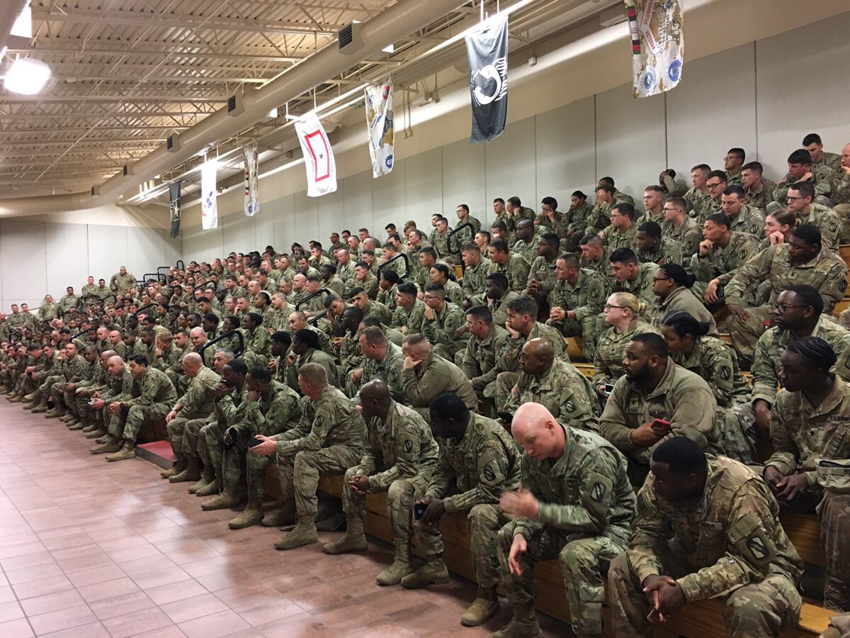 155ABCT's tweet photo. Great seeing Soldiers headed back to @FortBlissTexas for demobilization! We continue to manage transitions for a smooth transfer of authority here in Kuwait and a smooth transition back home for Soldiers and their families! https://t.co/O1Zkq7Y0KI
