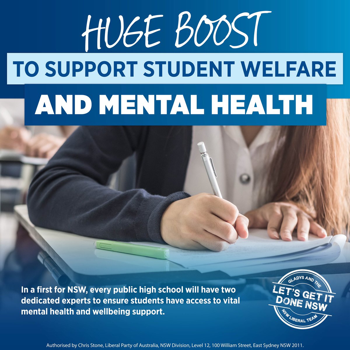 In a first for NSW, every public high school will have two dedicated experts to ensure students have access to vital mental health and wellbeing support. #nswpol #LetsGetItDoneNSW
