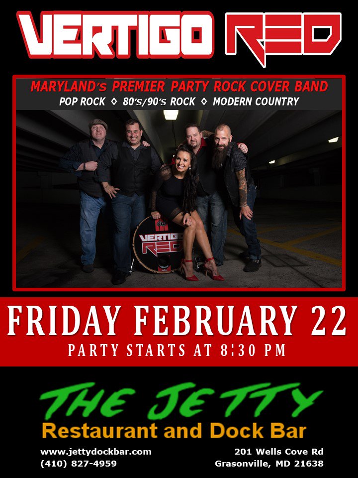 Join us this Friday, Feb. 22nd at <a href="/jettydockbar/">Jetty Dock Bar</a> in Grasonville, MD!  Showtime: 8:30 pm.