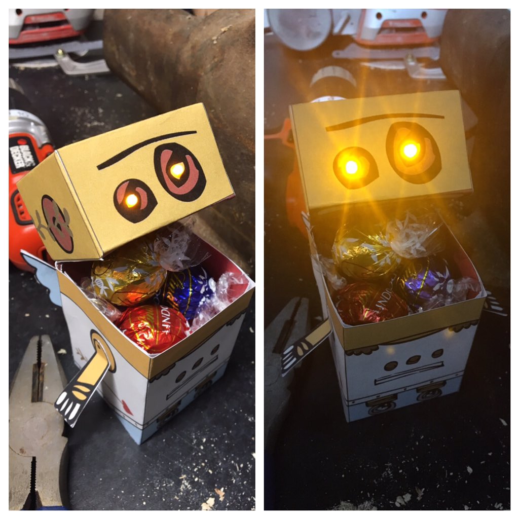 jordonzook's tweet photo. After looking at the amazing #RobotCupid work from other @instructables people, I decided my little buddy needed a little more light in his eyes! The kids are gonna love him! ❤️🤖 https://t.co/1usA7hCFgd