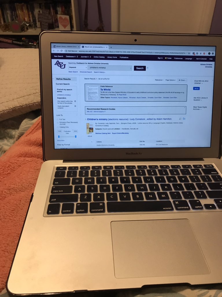 GraceHusbenet's tweet photo. The ACU Library has created a vast database that connects students to resources over countless subjects. This accessibility to academic resources helps to elevate the work students are able to produce. #2019jmc367 https://t.co/PF4bYKVOvv