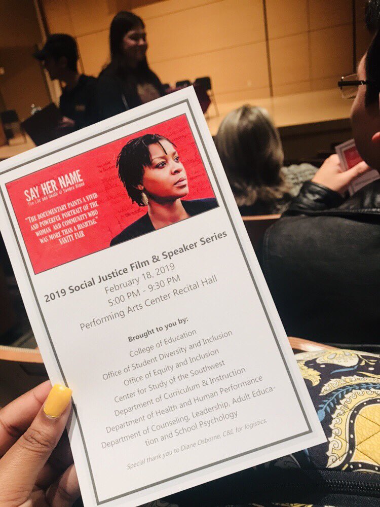 txstatesgrho's tweet photo. What an impactful way to start off the week! Your favorite Poodles went to the “Say Her Name” social justice and film series event this evening. This event was so inspirational &amp; promoted action for political &amp; social equality for Black lives. #SayHerNameTXST #SayHerName https://t.co/L71fRjVN7G