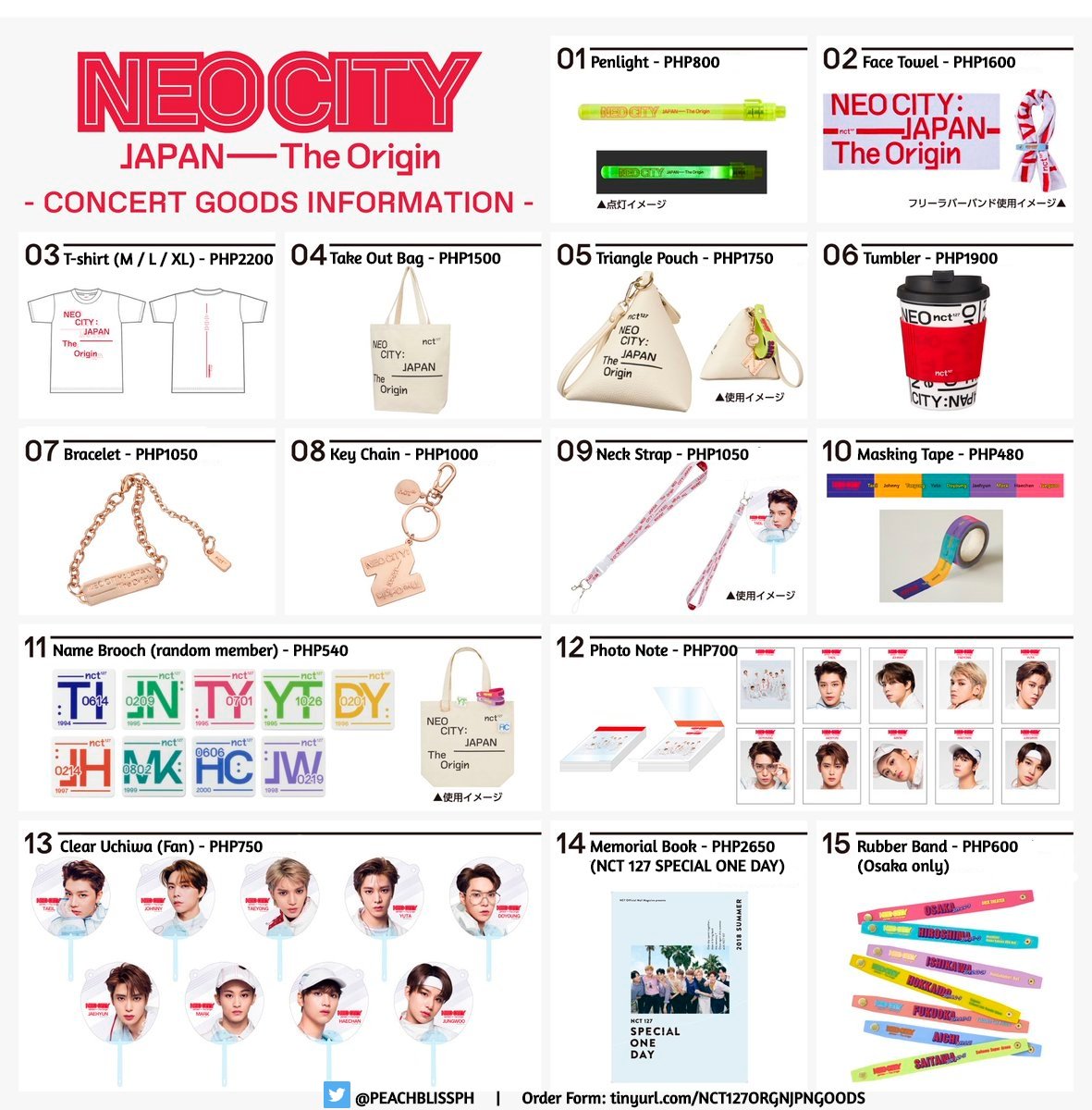 PEACHBLISSPH's tweet photo. [🇵🇭PH GO] 
🍑[BATCH 2] NCT 127 1st Tour 'NEO CITY: JAPAN - The Origin' Goods + RED VELVET RED MARE JAPAN ARENA TOUR GOODS 🍑

‼️ please read order form carefully~
💗 50%DP accepted!
🌎 can ship WW
🔗 Order Form: https://t.co/bITFXRYfaS

#PEACHBLISSPHGO #NCT127 #RedVelvet https://t.co/bHA8z29eEc