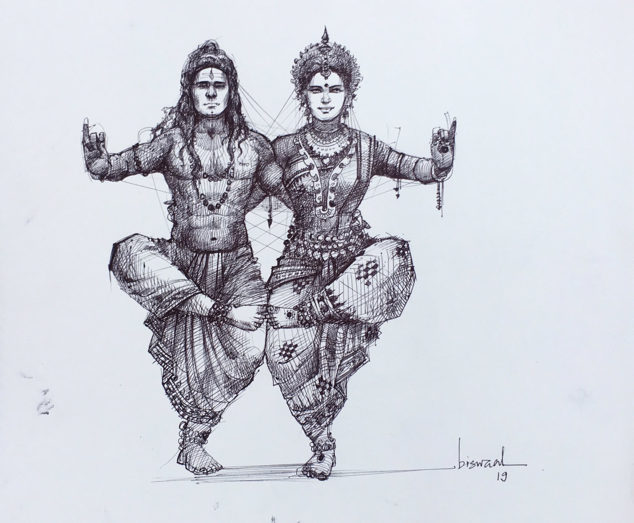 Shiv Parvati Drawing Art Board Print for Sale by trendingzone  Redbubble
