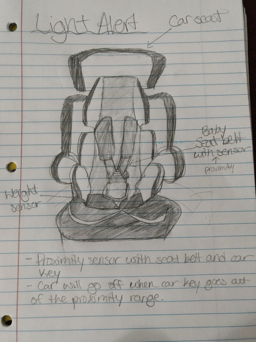 kmelaiye_'s tweet photo. I had to change my while design for #LightAlert. I decided to put the focus on the baby car seat. The baby car seat will have a proximity sensor with the car key.  Can't wait to use the Arduino to start testing the light and sound for #LightAlert!
@STEMcapstone #STEMimplement https://t.co/A55zjPuZ8E