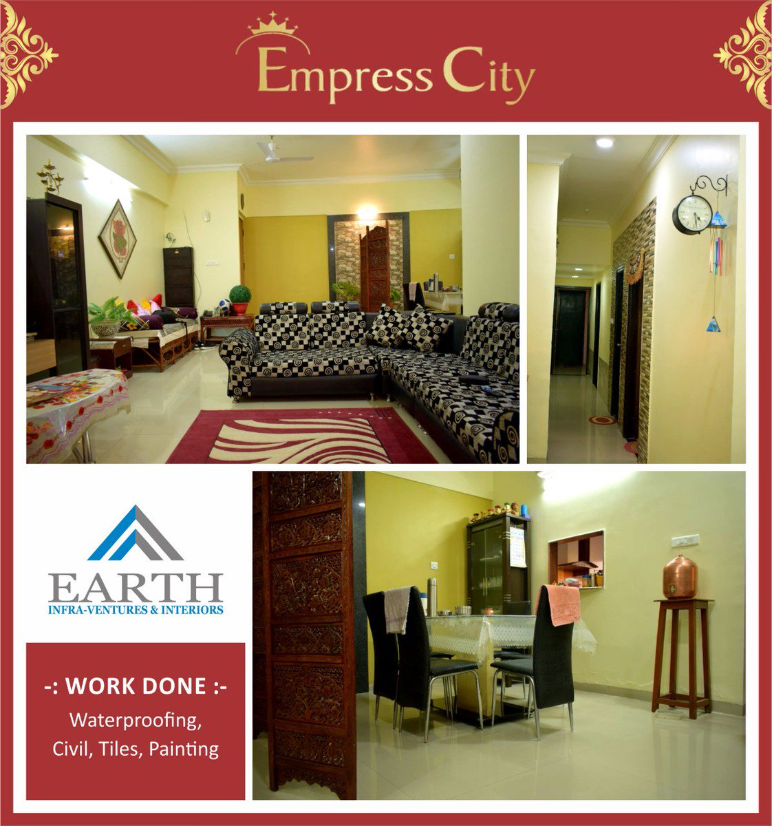 Simplicity leads to innovative ideas. If you are living in your dream home for more than 10 years and want to give your home a new creative and trendy look at an affordable cost. Feel free to call. on 9960850160/9767564296
#homedecor #BestInterior #interiordesign #earthinteriors