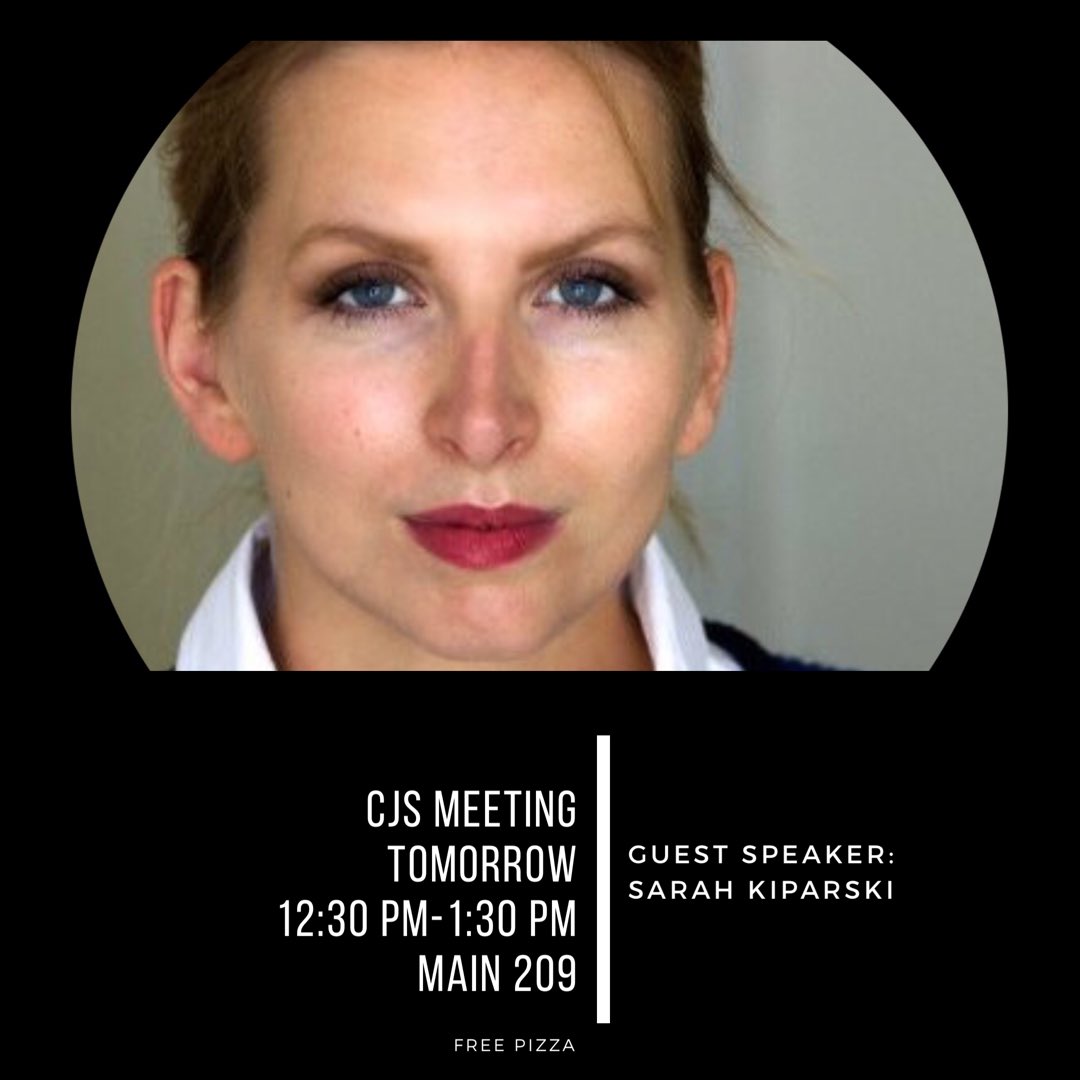 cjsociety1's tweet photo. Sorry for the late notice everyone 😢 but tomorrow we will be having a membership meeting tomorrow during community hour in Main 209 and Sarah Kiparski will be our guest speaker. There will be free pizza 😁 Hope to see y’all there! #ollucrij #freepizza https://t.co/QF1aDDrN12
