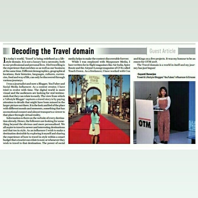 meSayanti's tweet photo. Some #memories are forever...
Thank You @OTMIndia fr capturing this in #print 🙏

#anchor #host #travelblogger #travel #otmindia #otm #fashion #style #otm2019 #mood #motivation #TuesdayThoughts #lifewelltravelled #travelwriter #sayanti #sayantibanerjee #wow #wowdetector #magazine https://t.co/NzGMYDIGPp
