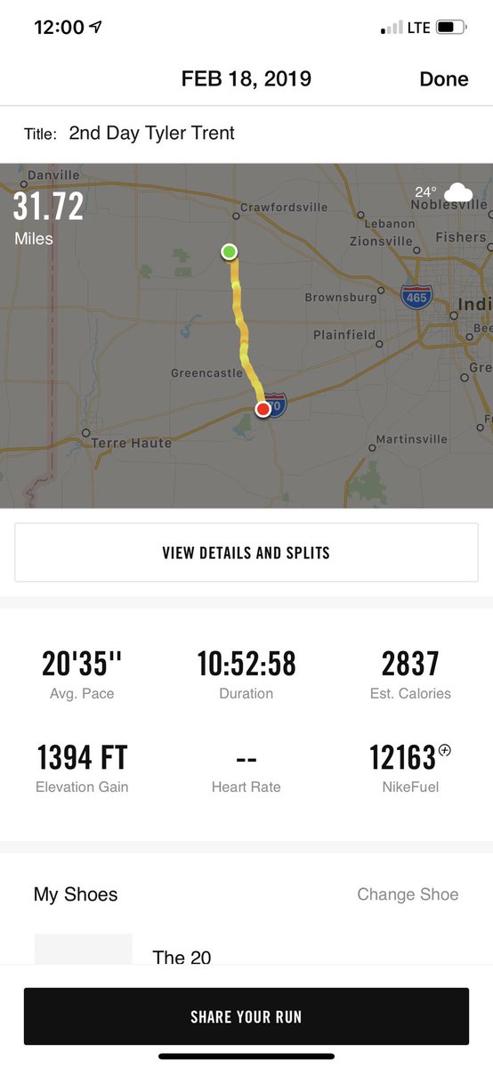 Day 2: 9am-12am, Barely made it to Mile 65 in Coverdale. Pain was unbearable for the last 5 miles but the people that supported me on the way motivated me. This is for you, <a href="/theTylerTrent/">Tyler Trent Foundation</a> and Grandpa.
#TylerStrong #NeverGiveUpT2 <a href="/LifeAtPurdue/">Purdue University</a> <a href="/IndianaUniv/">Indiana University</a> 
gofundme.com/a-walk-for-tyl…
