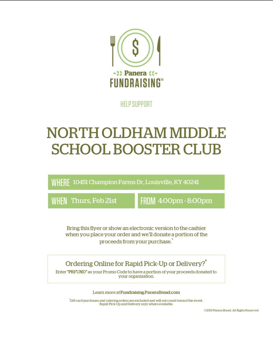 NOMSBoosterClub's tweet photo. Dine in support of NOMS Booster Club this Thurs from 4-8 at Panera https://t.co/40SZfbqZXu
