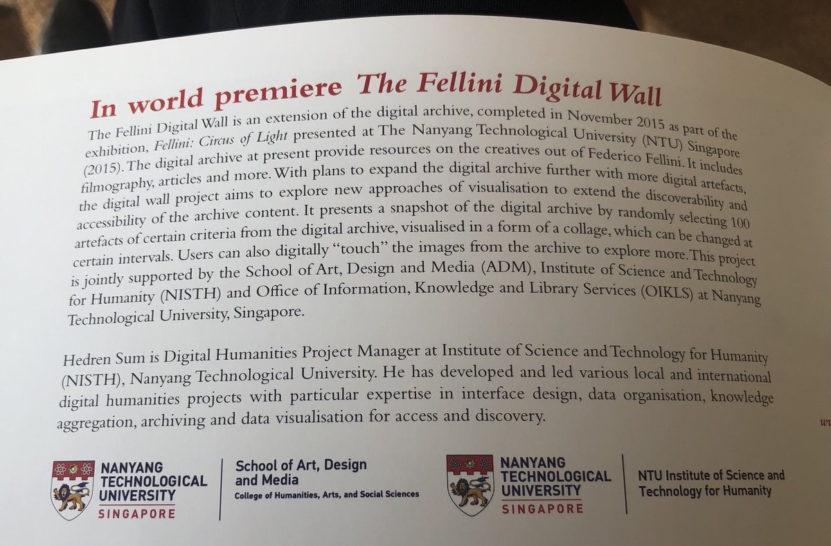 hedrensum's tweet photo. Awesome to be representing @NTUsg at UN Geneva to showcase work on the digital archive and digital wall of Federico Fellini. Thanks to my colleagues and the Fellini Foundation for making this possible. https://t.co/Oj1Z5yhrGn