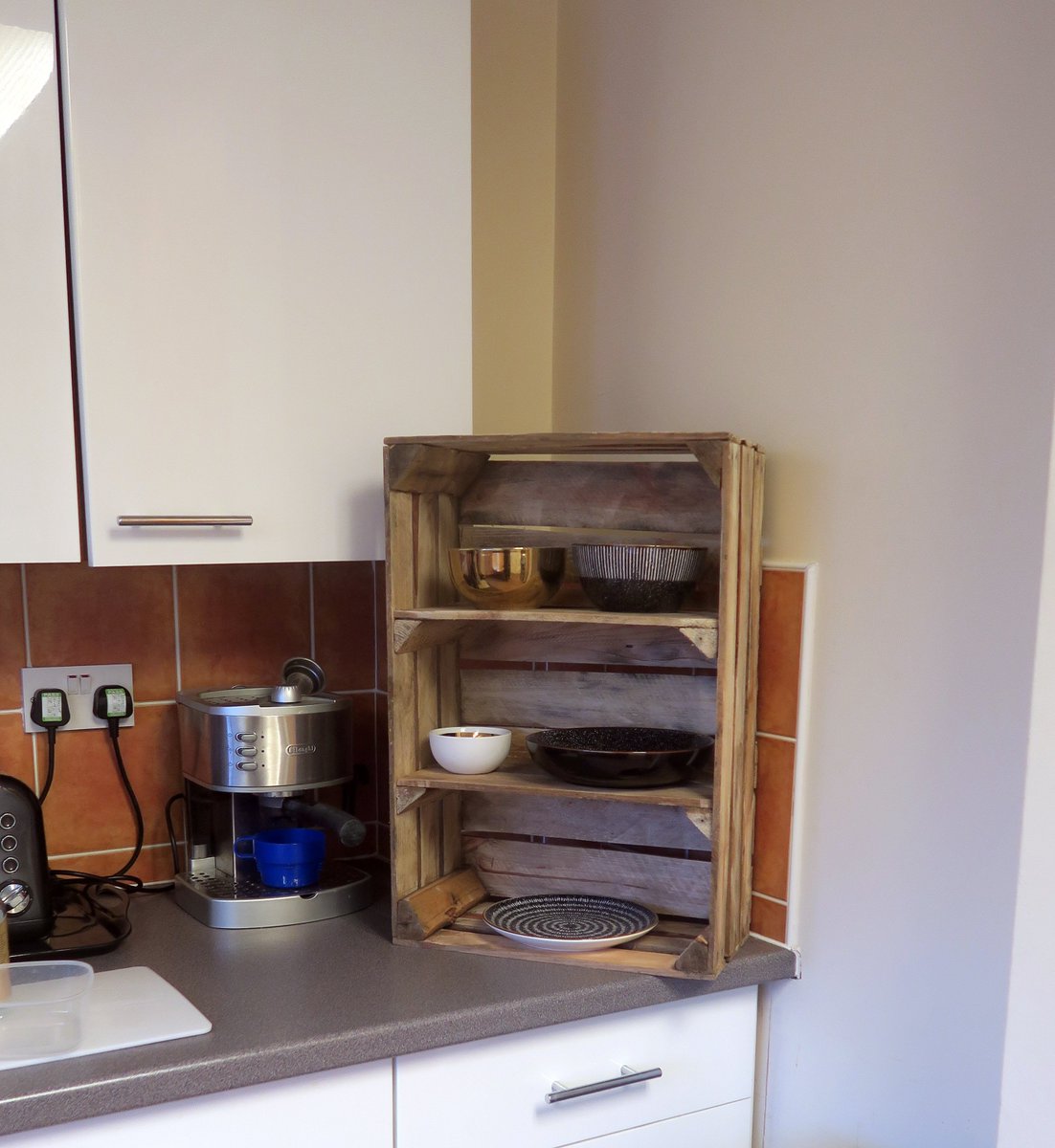 ⭐️ NEW PRODUCT ALERT: Just launching! ⭐️
 Slimline 2 Shelf Used Apple Crate Unit £34.99
 60cm tall x 40cm wide x 20cm deep
 Free Delivery to most UK postcodes. 
 >>Comment below to order yours.
#interiordesign #kitchen #rustic #handmade #shelf #shelves #wooden #interiorstyling