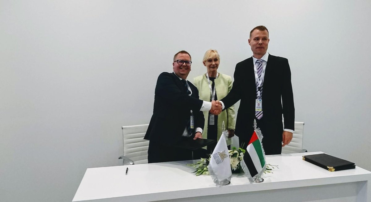 observis's tweet photo. Observis at Idex 2019. Tomi Kaukonen, Milectria and  Tommi Kainulainen, Observis Oy signed a partnership agreement in order to provide better service to our customers. We were happy to have ambassador Riitta Swan celebrating the event with us. https://t.co/S3ex0EgJDs