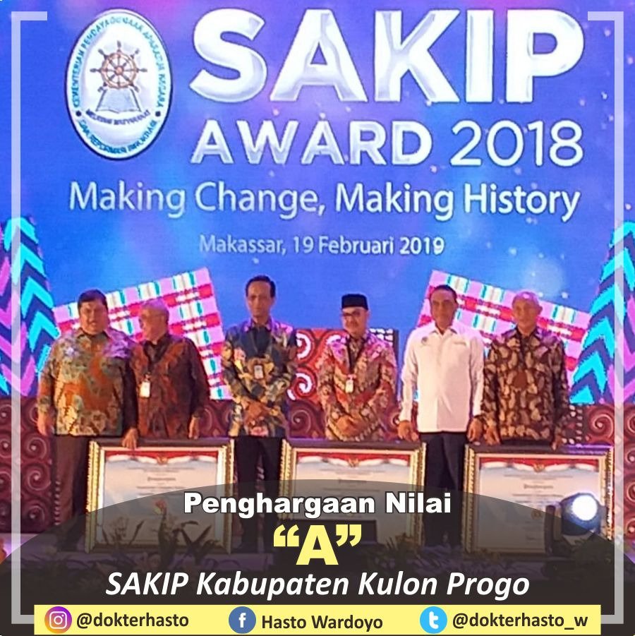 dokterhasto_w's tweet image. Alhamdulillah, Kami bersyukur Kabupaten Kulon Progo meraih penghargaan  Nilai A Akuntabilitas Kinerja dari Menteri PAN dan RB RI di Makassar. Terima kasih atas kinerja seluruh aparatur, Perangkat  Daerah, BUMD dan dukungan seluruh  komponen masyarakat. 
#belabelikulonprogo
