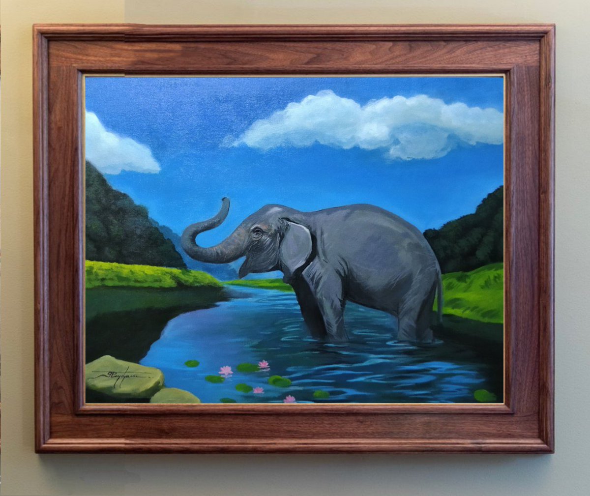 #acrylicpainting ( 3feet * 2feet )
#canvas
 #elephant #framed #art #gift #portraitarts #landscape