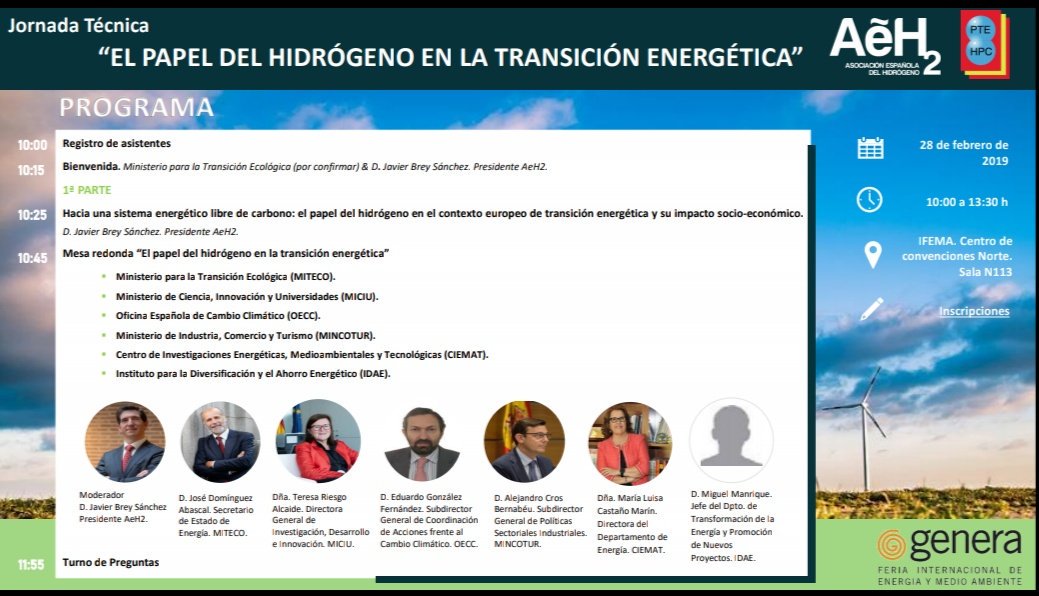 AeH2_ENG's tweet photo. Expertos del sector analizarán el papel del #hidrógeno en la #transiciónenergética
📌 28/02 @FeriaGenera Sala N113 Centro de Convenciones Norte @feriademadrid 
@JavierBrey @mitecogob @CienciaGob @IndustriaGob @CIEMAT_Moncloa @CastanoMluisa @IDAEenergia 
https://t.co/BuO1z5V64w https://t.co/VkACUgPaWB