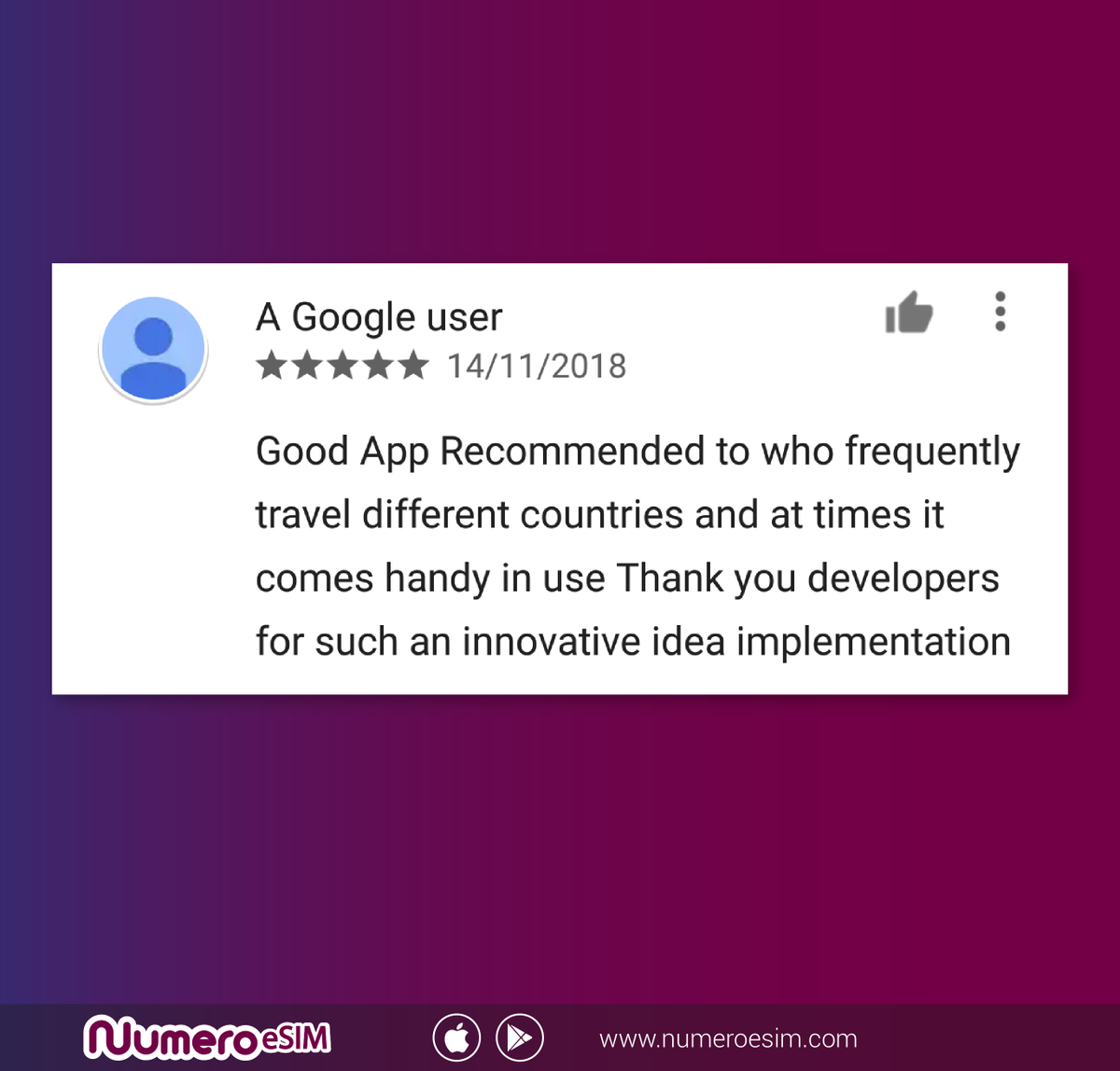 NumeroArabia's tweet photo. We are very #proud of the positive #reviews that we usually receive from our #clients.👌😃
YOU can also #RateUs on ⭐️
#GooglePlay -> https://t.co/zYnRv9EJER
#AppStore -> https://t.co/ovE1Fc9caX
#NumeroeSIM https://t.co/QkaBYWIq71