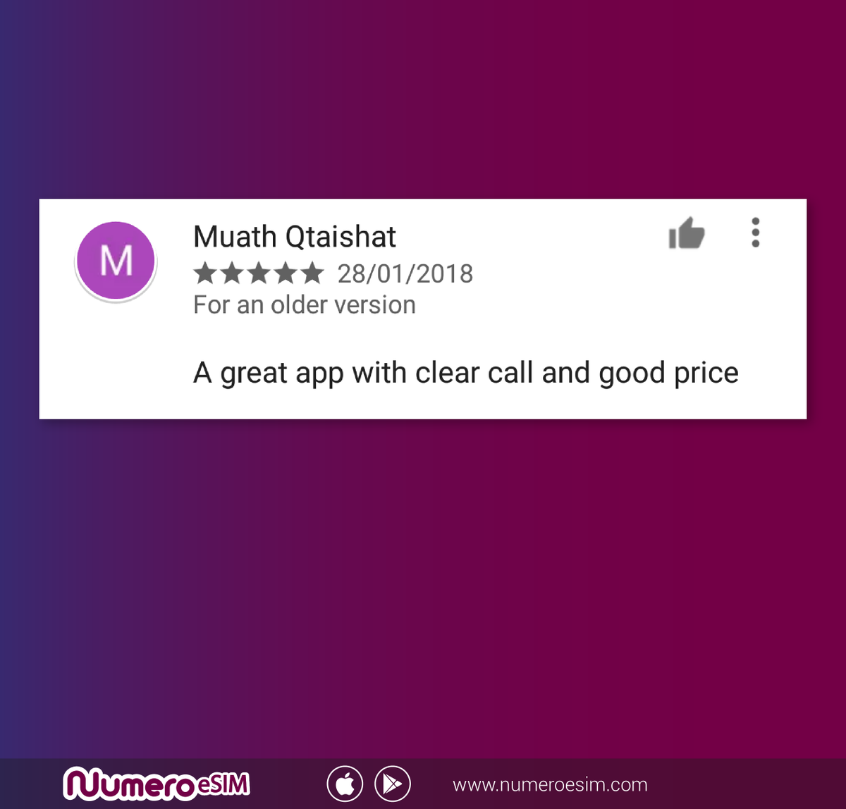 NumeroArabia's tweet photo. We are very #proud of the positive #reviews that we usually receive from our #clients.👌😃
YOU can also #RateUs on ⭐️
#GooglePlay -> https://t.co/zYnRv9EJER
#AppStore -> https://t.co/ovE1Fc9caX
#NumeroeSIM https://t.co/QkaBYWIq71