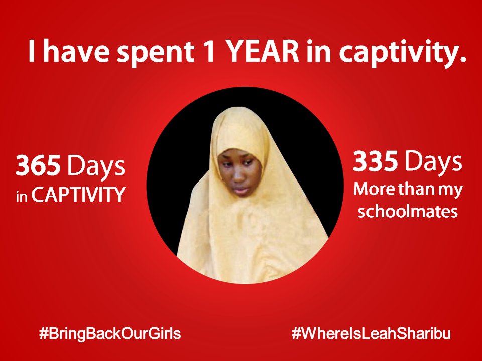 BBOG_Nigeria's tweet photo. A Plea, A Cry...

Leah Sharibu was kidnapped along with other girls from their shool in Dapchi on February 19, 2018.

Today she is one year in captivity.

Why was #LeahSharibu left behind?
Why is Nigeria &amp; her Government silent on this? https://t.co/Y8a82cFJe3
