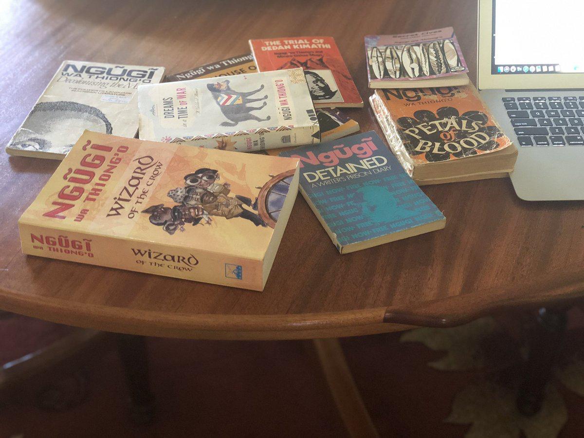 santurimedia's tweet photo. Isn't it amazing how many 1st edition Prof Ngugi's titles @Jnyairo holds? Recently @akefestival's @LolaShoneyin was seeking a buyer for a first print, first edition of #ThingsFallApart, anonymous buyer got it for N1m. Which Ngugi title would you bid for?
NB: We are not selling https://t.co/IE0D2klZwc