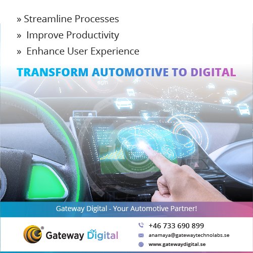 GTWDigitalSE's tweet image. Not sure what to do when it comes to transforming #Automotive digitally? Consult #GatewayDigital- Your Digital Automotive Partner for a strategic vision! #DigitalTransformation #Innovation #ISVs
