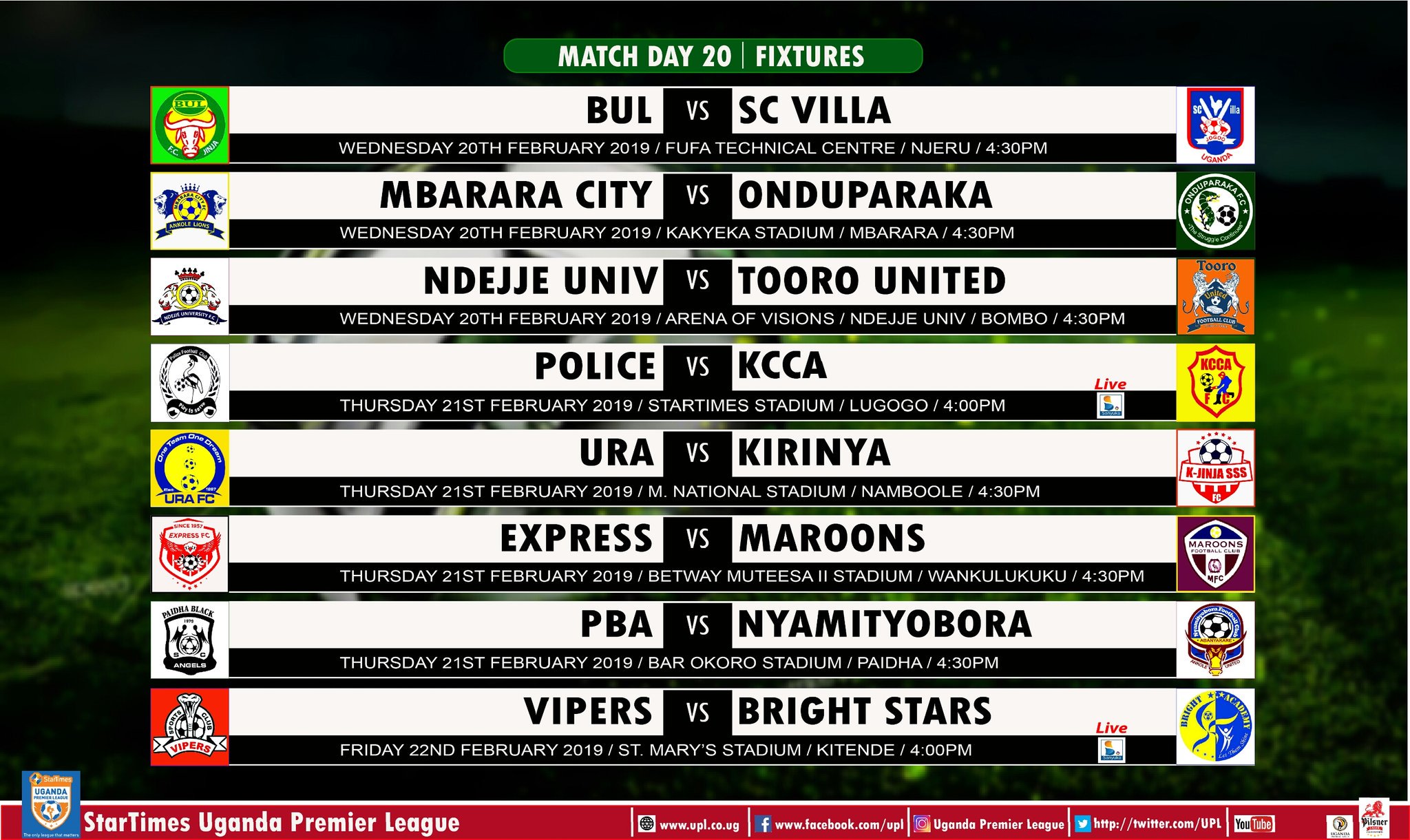 StarTimes Uganda Premier League 🇺🇬 🇺🇬 on Twitter "Match Day 20…