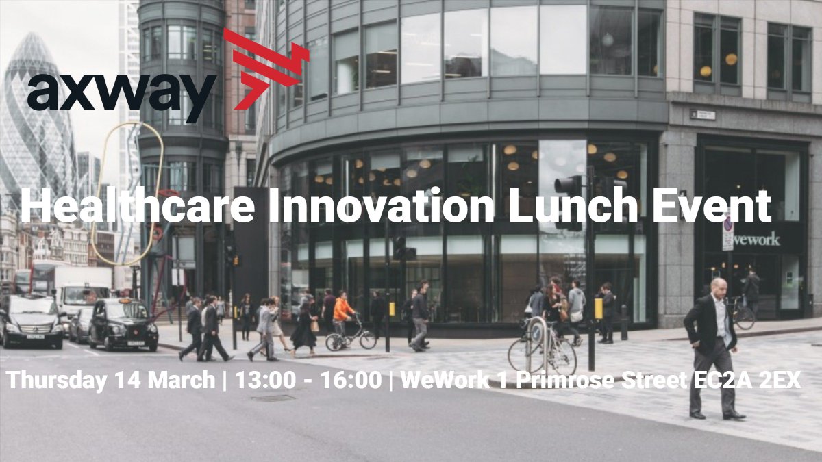 Save the date |14 March | Wework 1 Primrose St, London EC2A 2EX

Have you booked your spot to our “Innovation in Healthcare and Pharmaceutical" lunch? 

If not,

Secure your place today: bit.ly/2GOQNaO

#AxwayUKND #innovation #heathcare