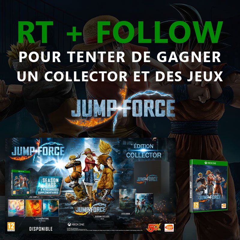 NANI ⁉️

RT + FOLLOW pour tenter de gagner un collector et des jeux #JumpForce ! 👊💢