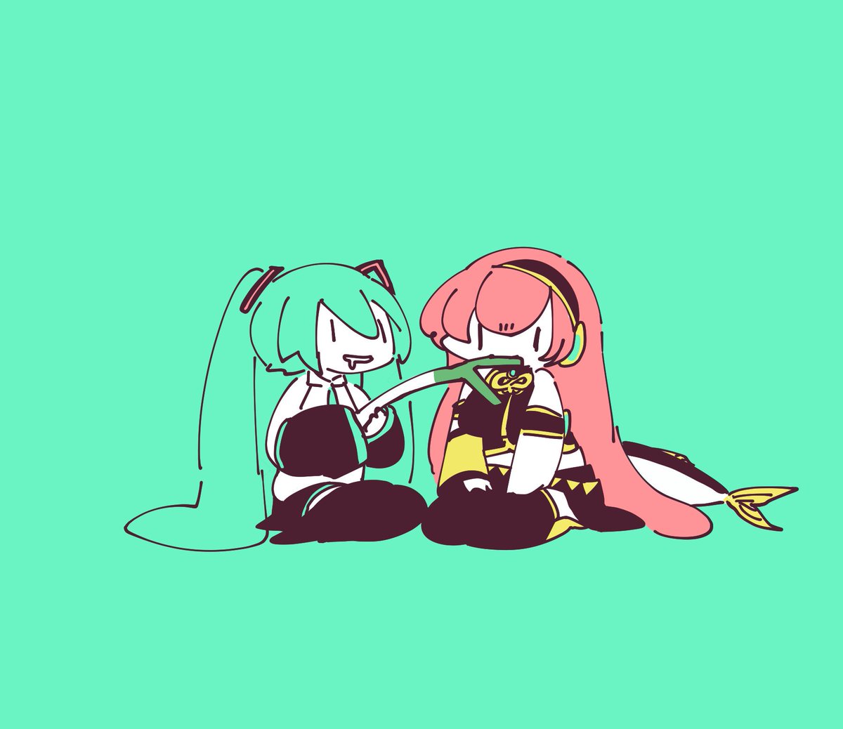 鏡音レン ,鏡音リン 「人が食べてるとおいしそうにみえる現象(:3_ヽ)_ 」|袁のイラスト