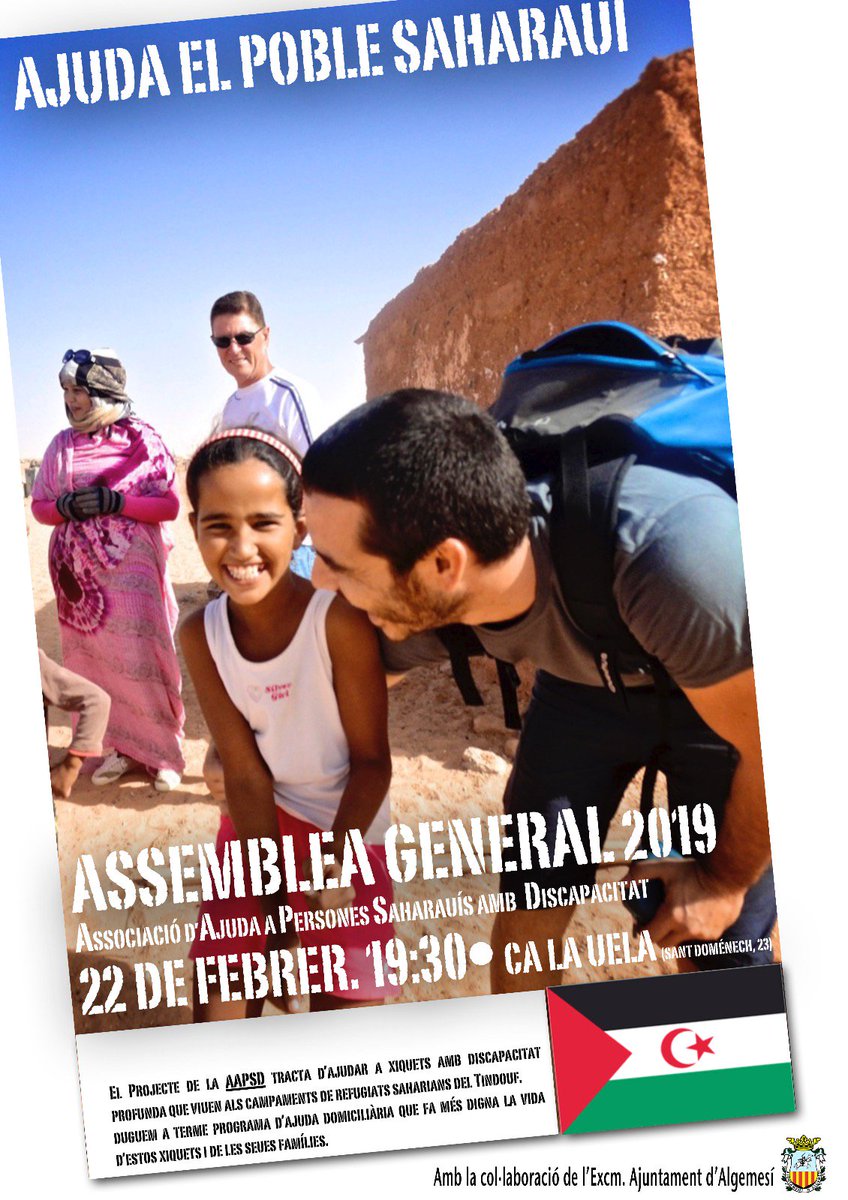 aapsd1's tweet image. El proper divendres 22 a les 19:30h celebrarem la nostra Assemblea General Ordinària a @SomCalauela . No falteu, tenim moltes coses interessants que explicar-vos! #saharalliure #saharalibre