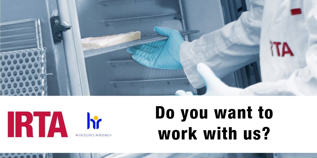 IRTA is currently seeking a Post-doctoral Researcher for the S-Design research line (Food
Safety by Design through microbiological risk assessment and management strategies).

Deadline: 21/02/2019
ℹ️bit.ly/2V5fQKz
