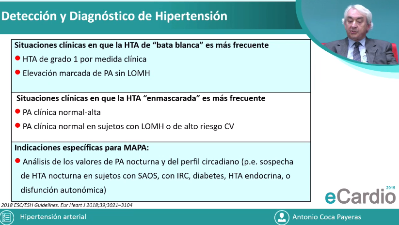 Soc Esp Cardiología (@secardiologia) on Twitter photo Antonio Coca repasa las nuevas Guías <a href="/escardio/">European Society of Cardiology</a> en HTA: "Recomiendan un mayor uso de AMPA y MAPA para confirmar el diagnóstico de HTA, detectar la HTA de bata blanca y la HTA enmascarada" #eCardio19 ecardio.es/sesion/view/?i… Antonio Coca repasa las nuevas Guías <a href="/escardio/">European Society of Cardiology</a> en HTA: "Recomiendan un mayor uso de AMPA y MAPA para confirmar el diagnóstico de HTA, detectar la HTA de bata blanca y la HTA enmascarada" #eCardio19 ecardio.es/sesion/view/?i…