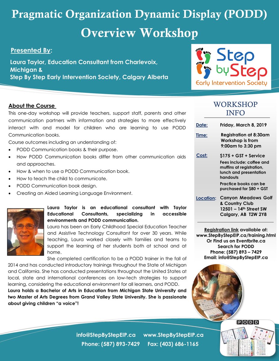 ChildrensLink's tweet photo. PODD Workshops available to parents (March 8th), teachers and therapists (March 9th &amp; 10th).  
https://t.co/g1UmH9xAhl - March 8th Registration
https://t.co/YhCHNCnQeB - March 9 &amp; 10th Registration https://t.co/bYc5LHndeO